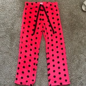 Pink polka dot pajama pants